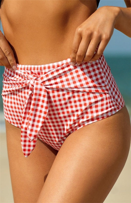 Women's Printed Bow High Waist Swim Shorts