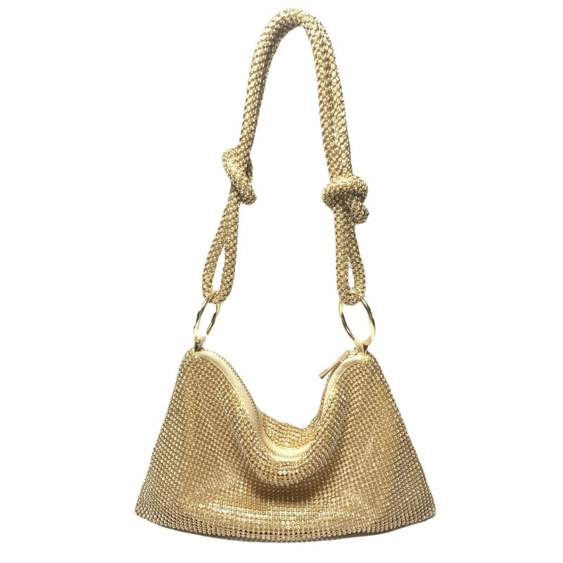 Knotted rhinestone pure handmade new diamond full diamond armpit bag