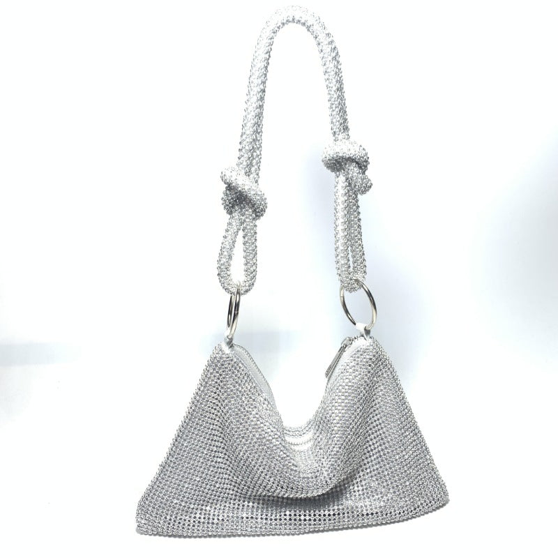 Knotted rhinestone pure handmade new diamond full diamond armpit bag