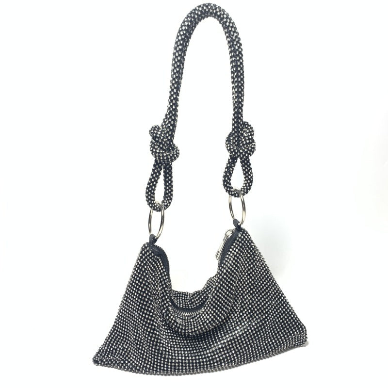 Knotted rhinestone pure handmade new diamond full diamond armpit bag