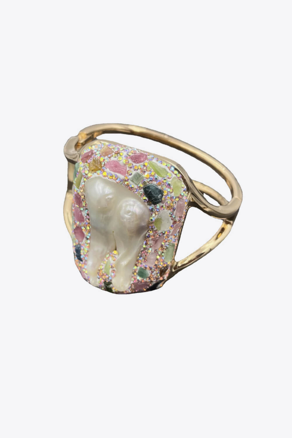 Random-Shape Natural Stone Brass Bracelet