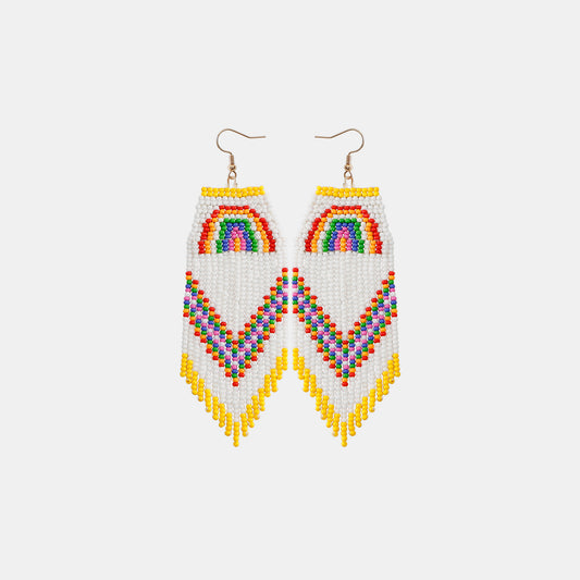Rainbow Rice Bead Dangle Earrings