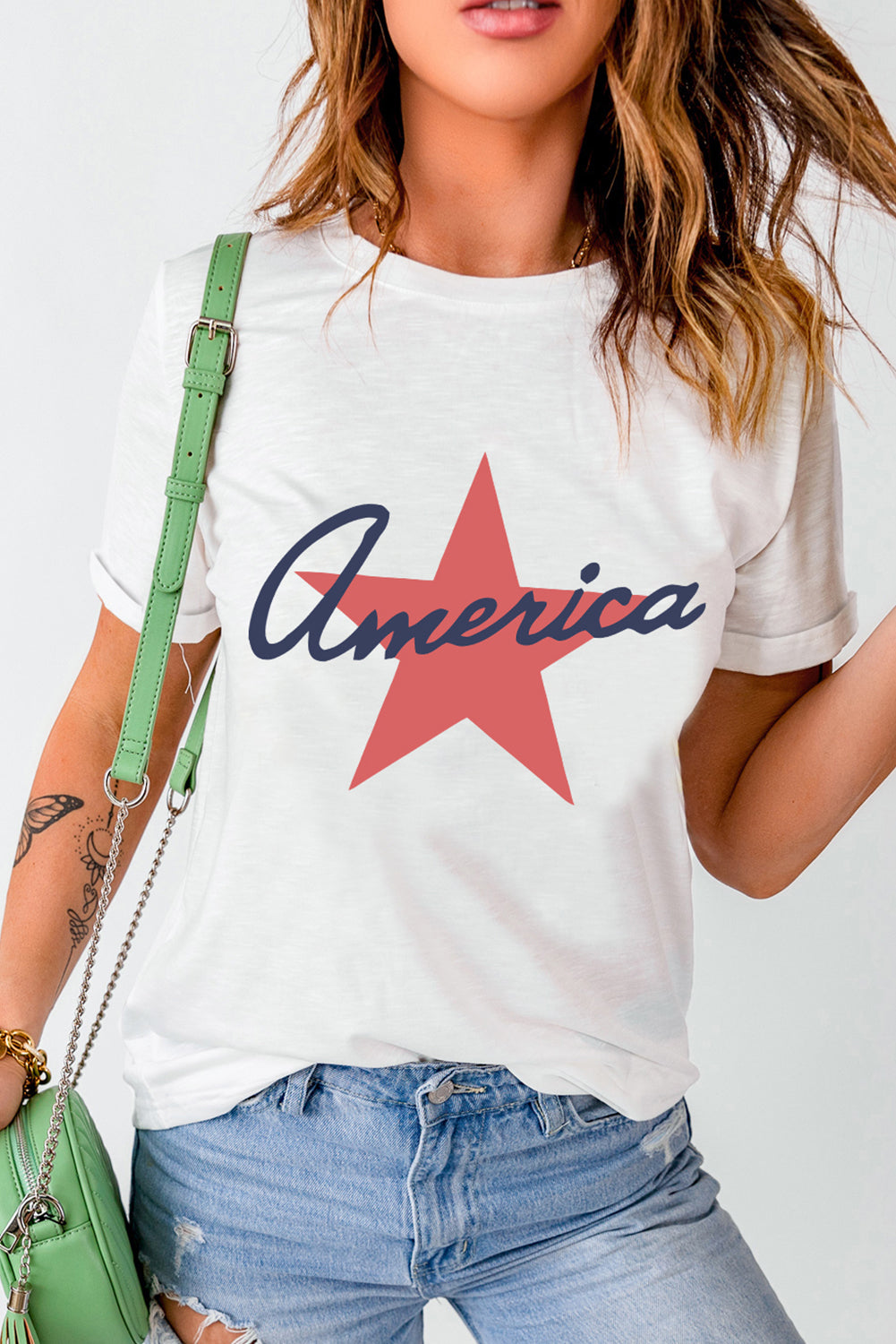 Star Round Neck Short Sleeve T-Shirt