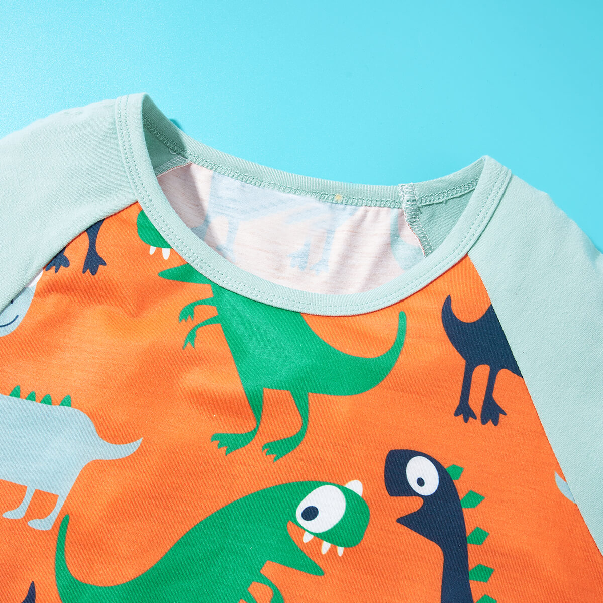 Boys Dinosaur Print Raglan Sleeve T-Shirt and Shorts Set