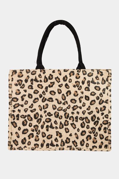 Fame Letter Graphic Leopard Tote Bag