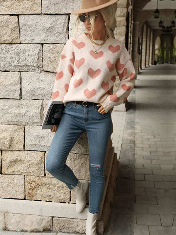 Women’s Adorable Heart Printed Sweater